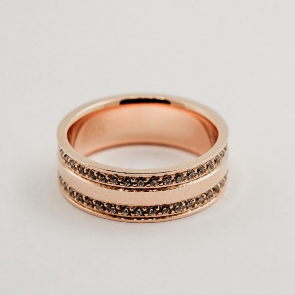 Обручальное кольцо Эстет из красного золота с фианитами