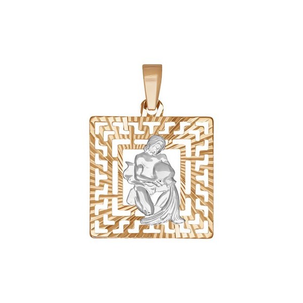 032225 - Подвеска из комбинированного золота с алмазной гранью