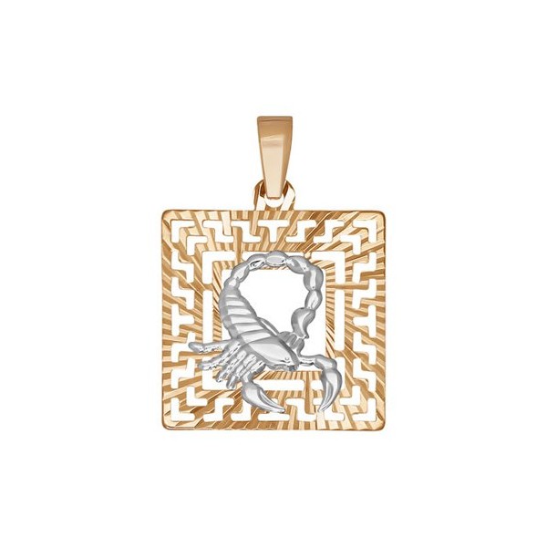 032227 - Подвеска из комбинированного золота с алмазной гранью