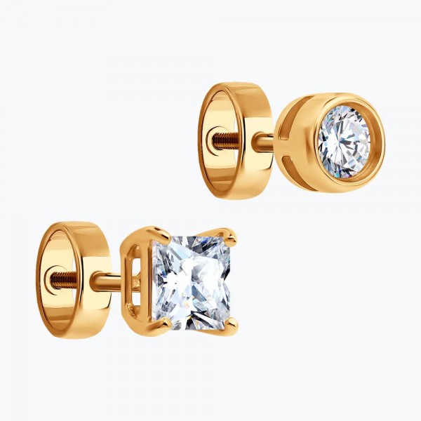 Cercei Sokolov din aur cu zirconii