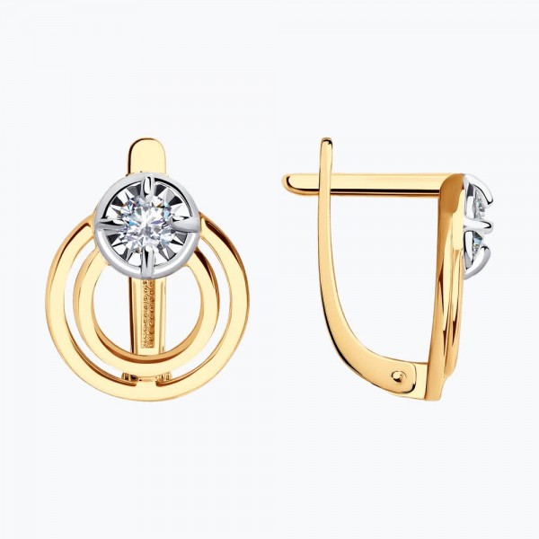 Cercei Sokolov din aur combinat cu zirconii