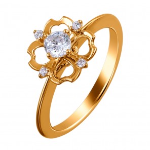 Кольцо  Эстет из красного золота с цирконием