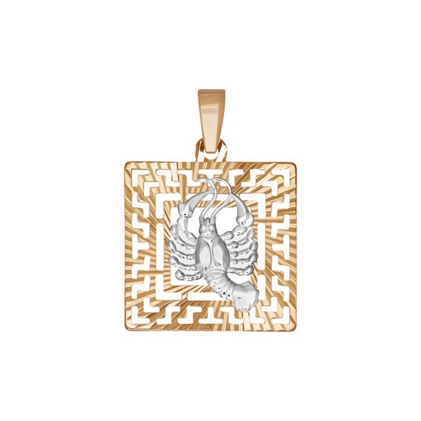 032223 - Подвеска из комбинированного золота с алмазной гранью