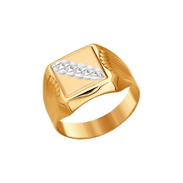 014095 - Печатка из золота с алмазной гранью