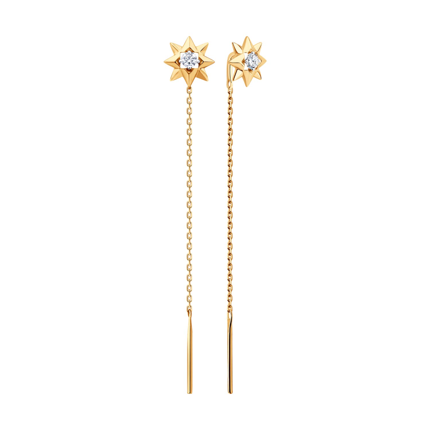 Sokolov gold earrings with zirconia - image 2