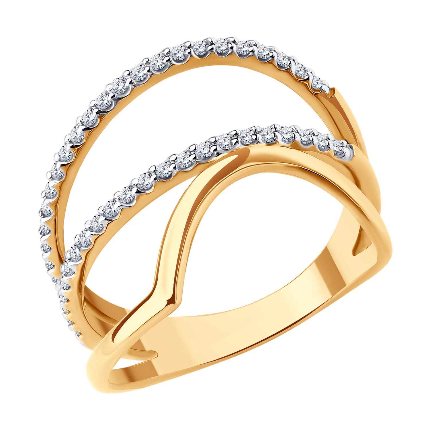 Кольцо Sokolov из золота с фианитами