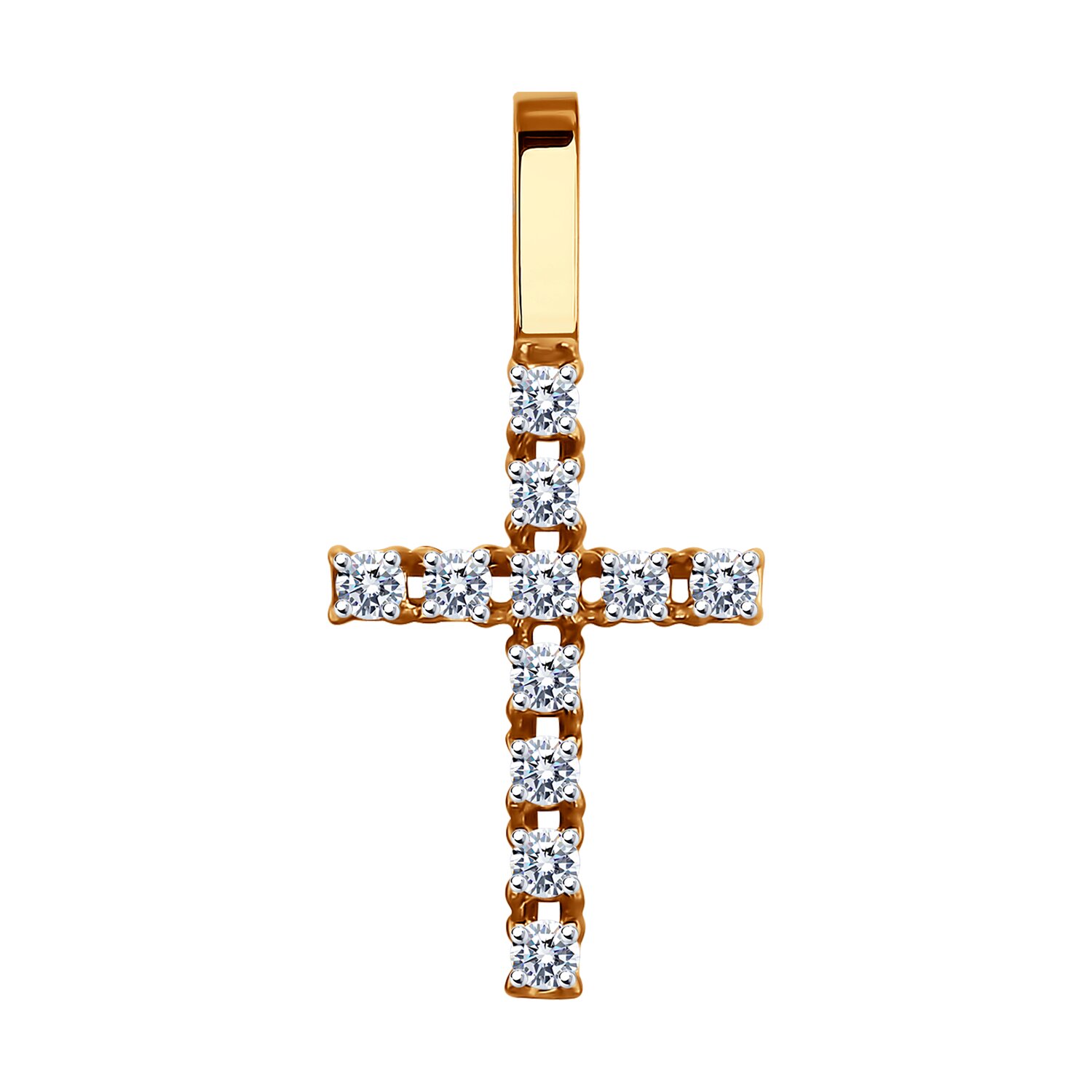 Крест Sokolov из золота с фианитами