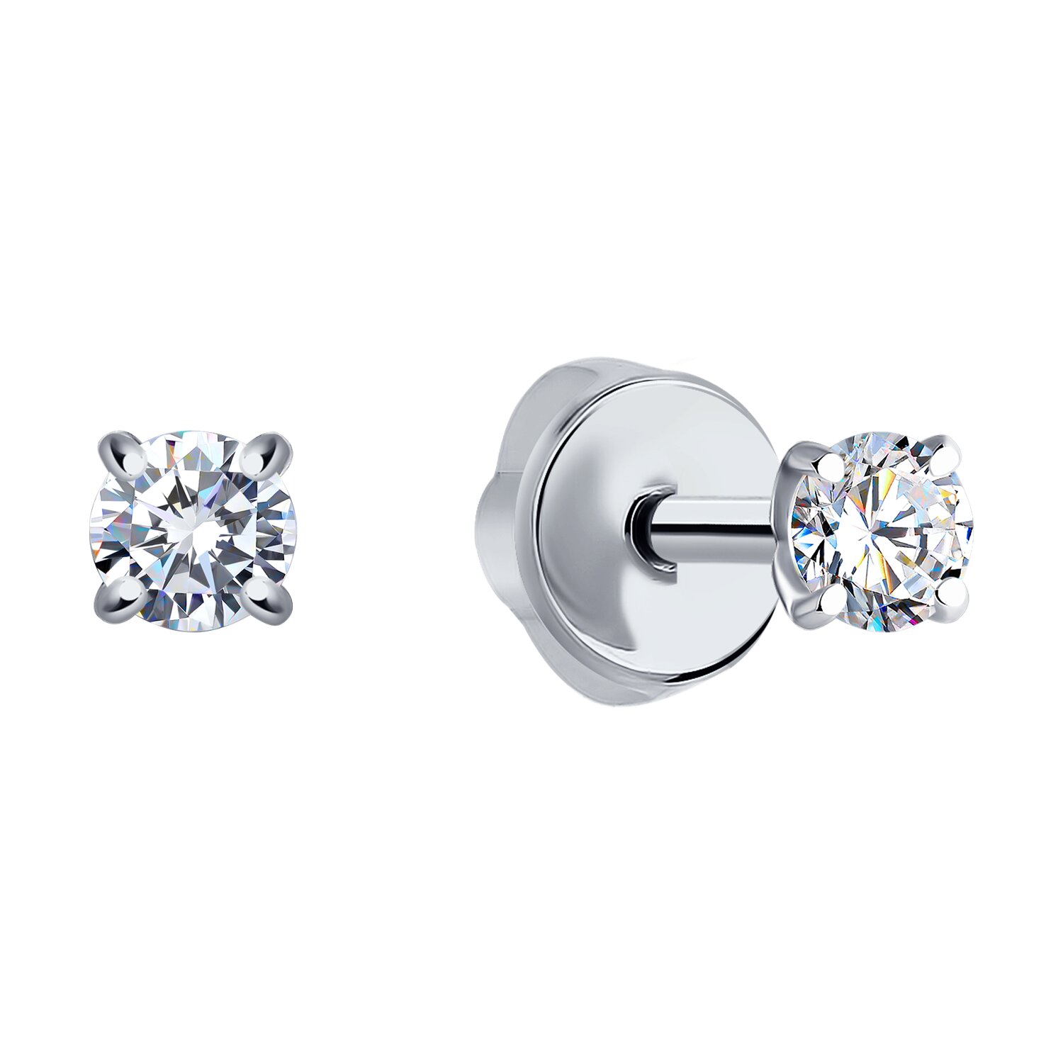 Cercei Sokolov din aur alb cu diamante