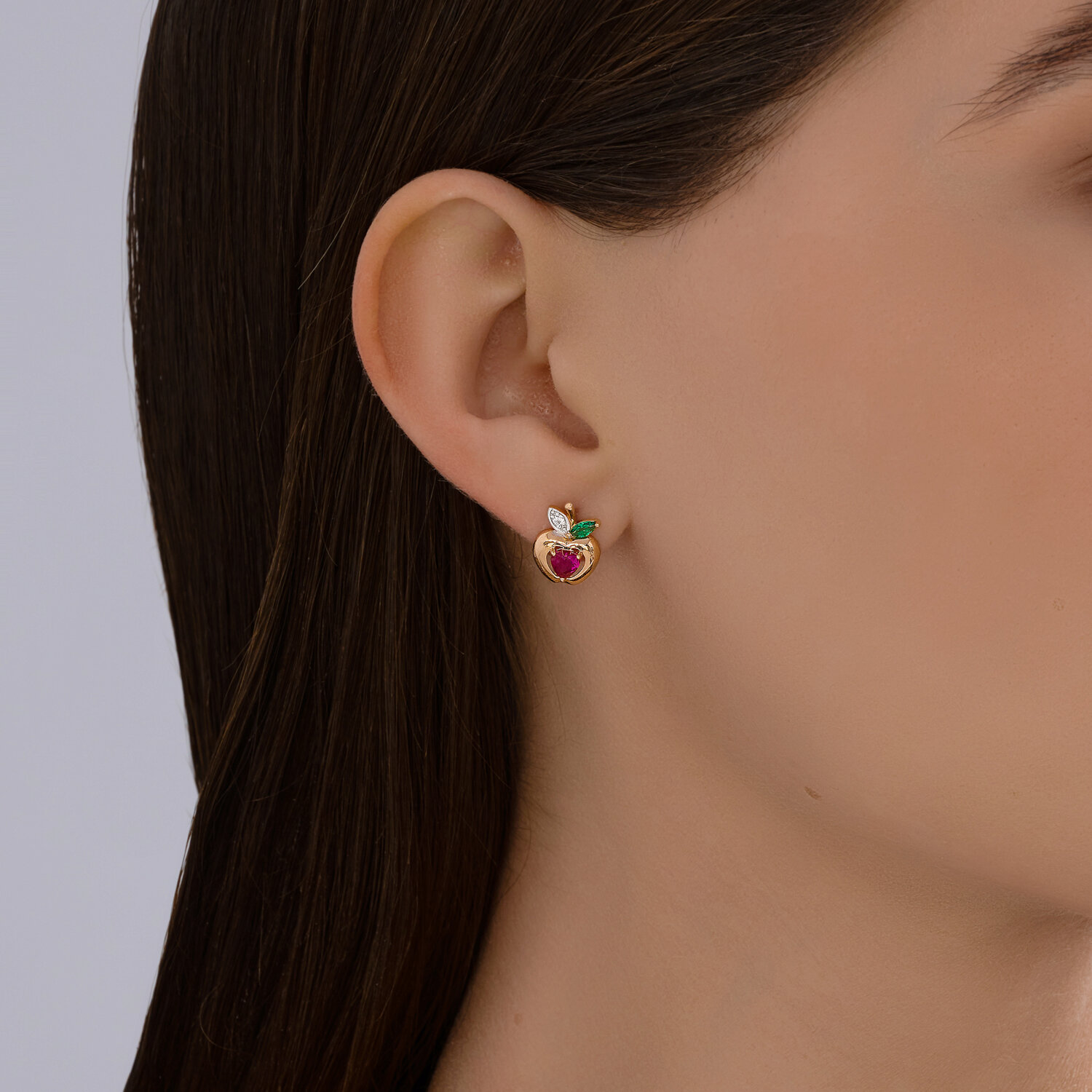 Cercei Sokolov din aur cu corund și zirconii - image 3