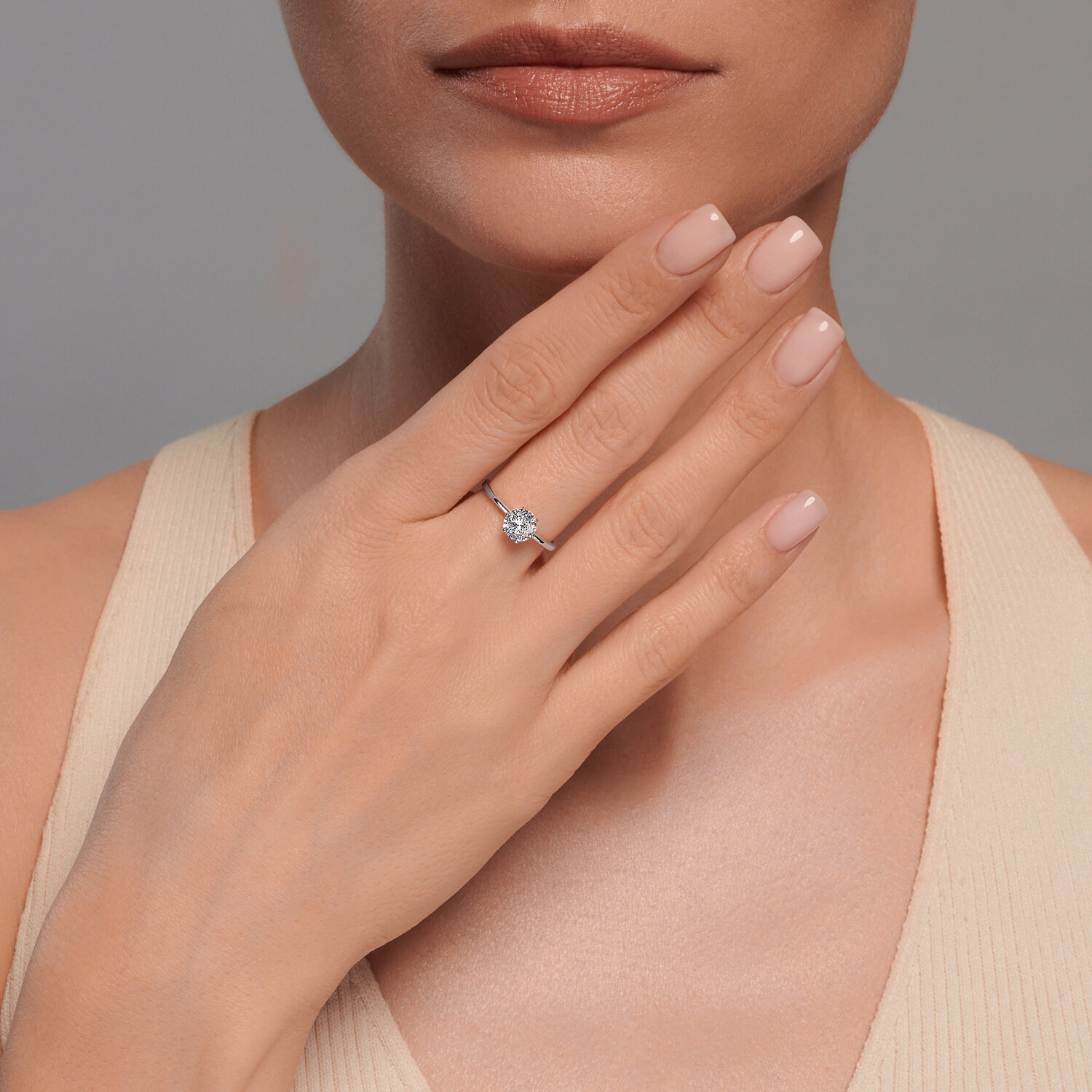 Кольцо Sokolov из белого золота с фианитом - image 3