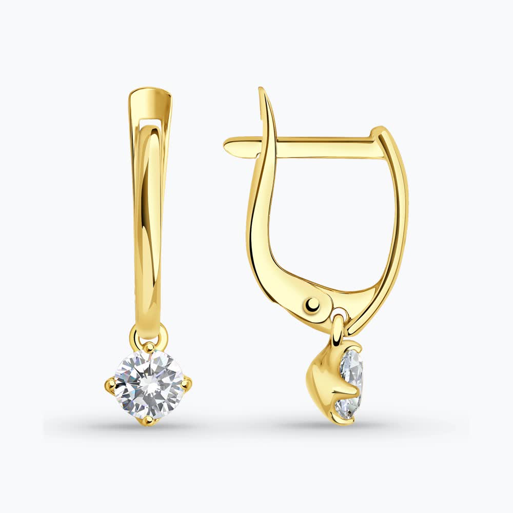 Sokolov earrings in yellow gold with zircons