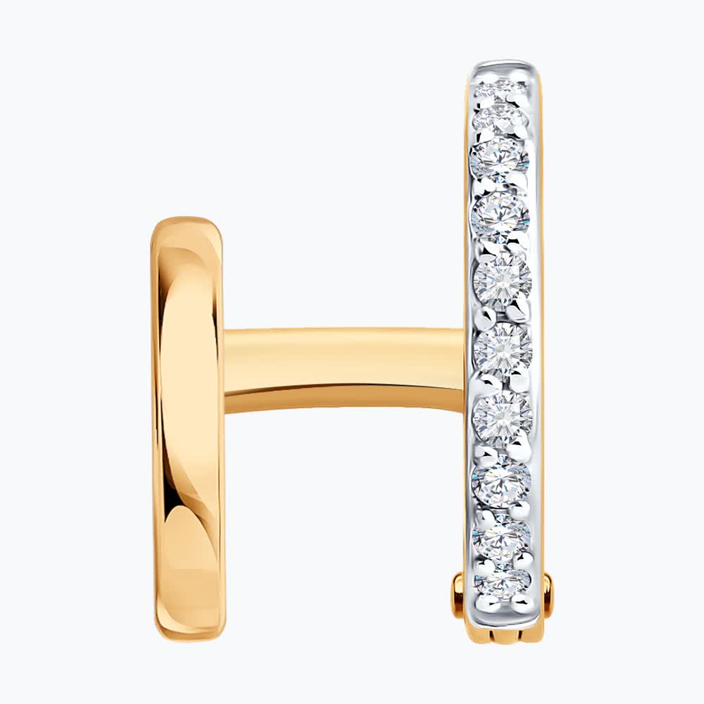 Sokolov gold earring with zirconia - image 2