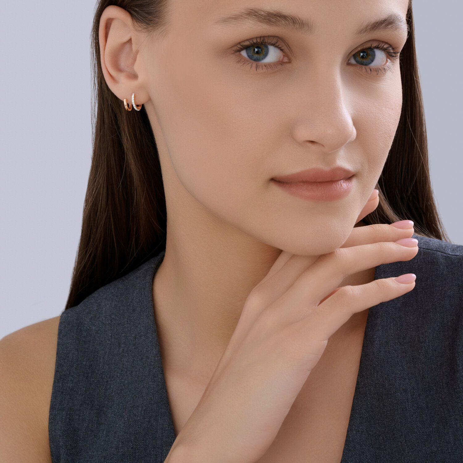 Sokolov gold earring with zirconia - image 4