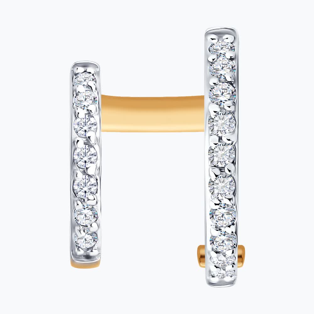 Sokolov gold earring with zirconia - image 2