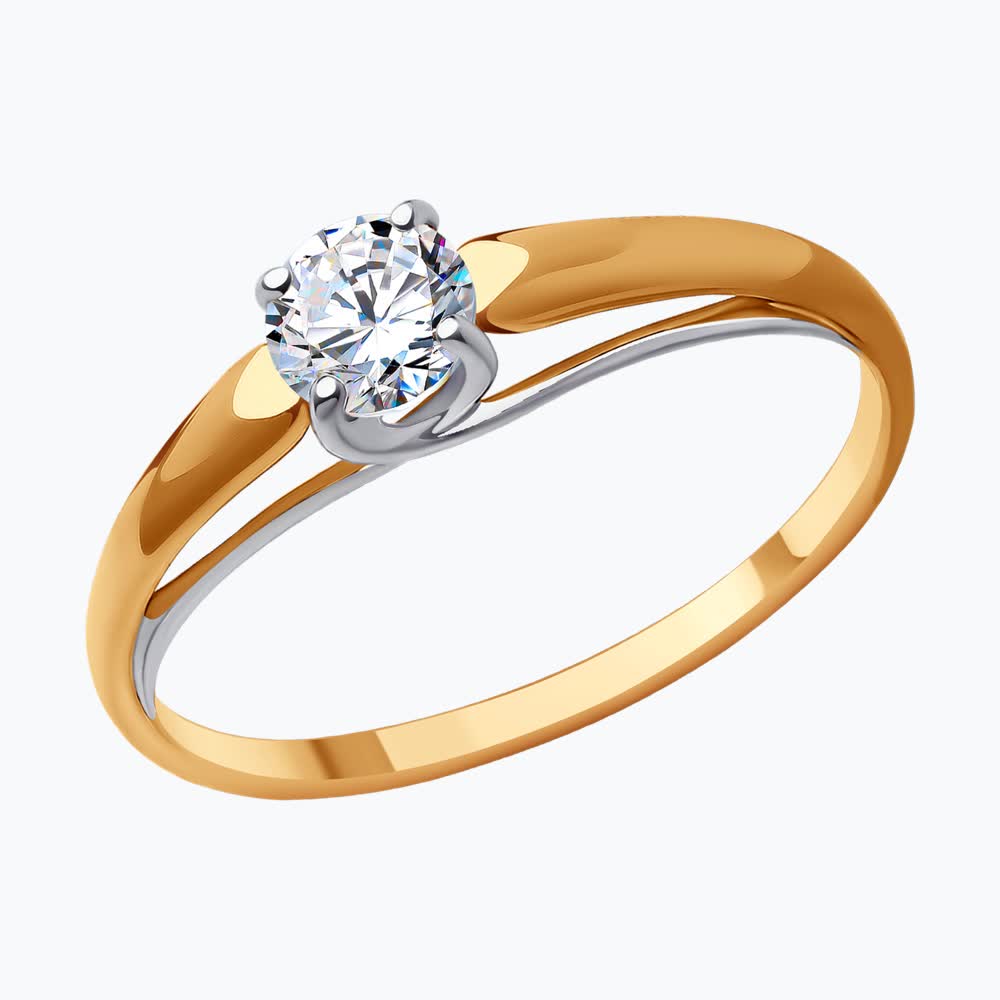 Inel Sokolov din aur cu zirconiu