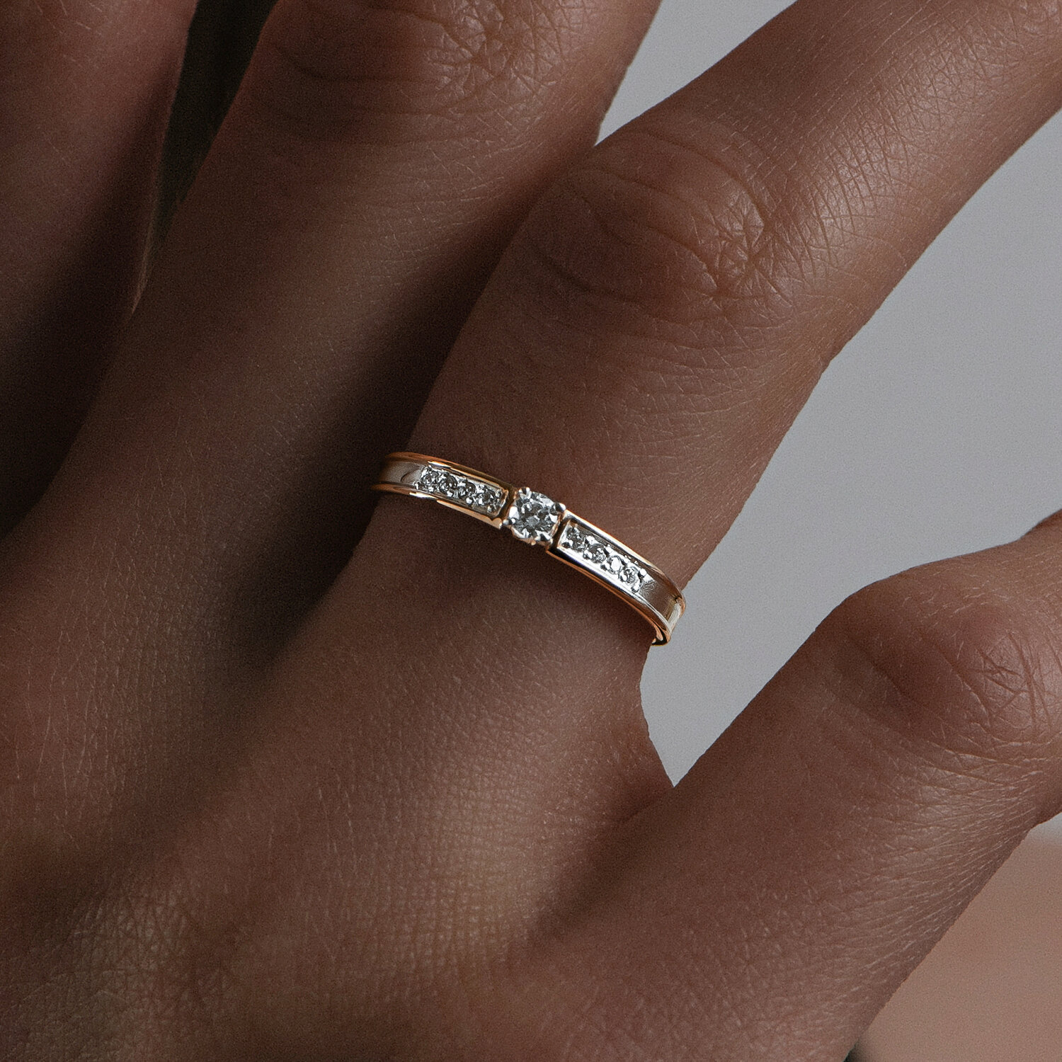 Gold Sokolov ring with zirconia - image 3