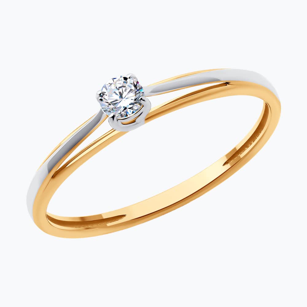 Gold Sokolov ring with zirconia