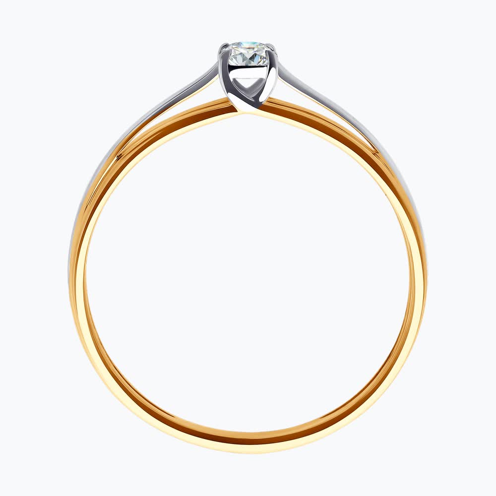 Gold Sokolov ring with zirconia - image 2
