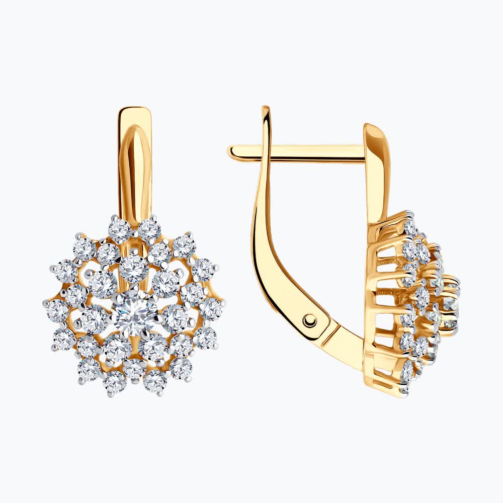 Cercei Sokolov din aur cu zirconii - image 2