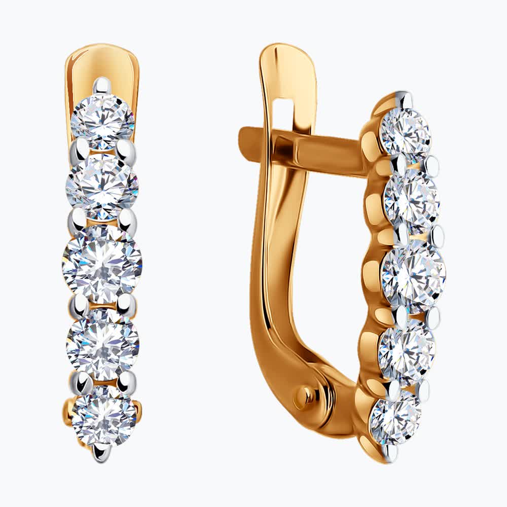 Серьги из золота с фианитами