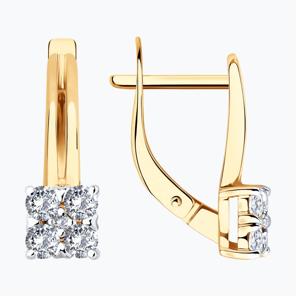 Серьги Sokolov из золота с фианитами - image 2