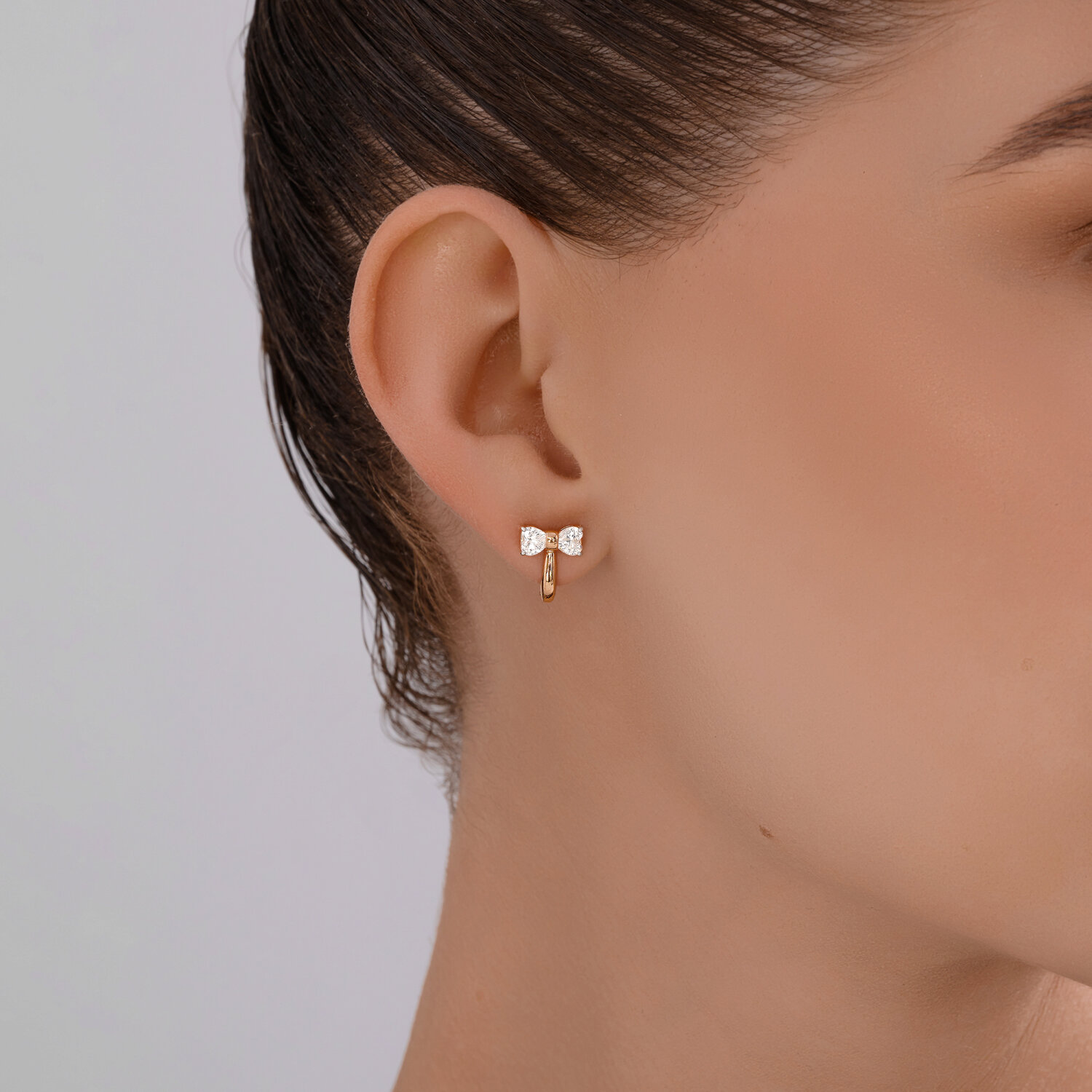 Gold Sokolov earrings with zirconia   - image 3
