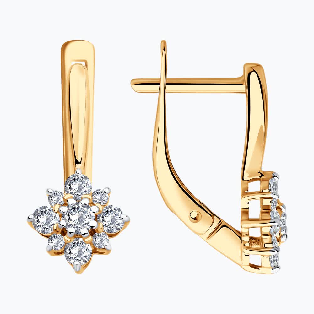 Серьги Sokolov из золота с фианитами - image 2