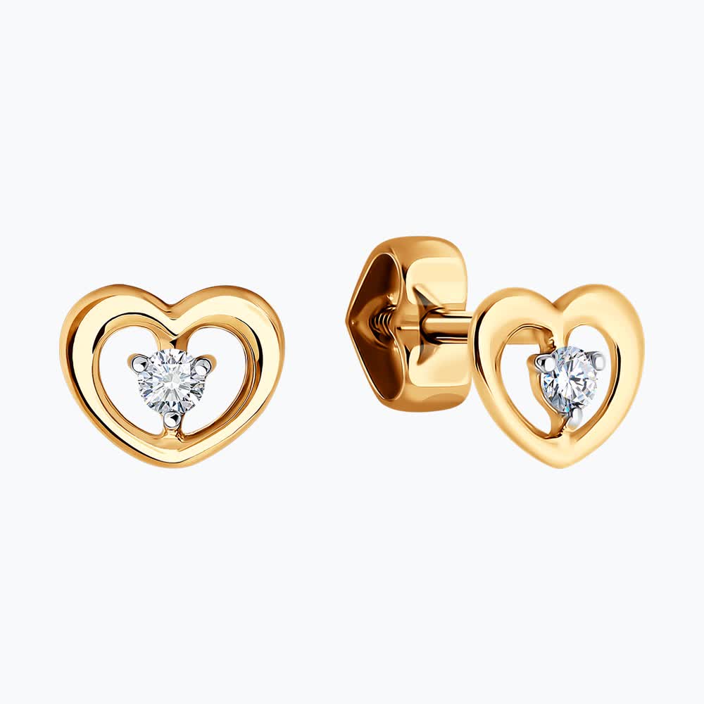 Gold Sokolov earrings with zirconia  
