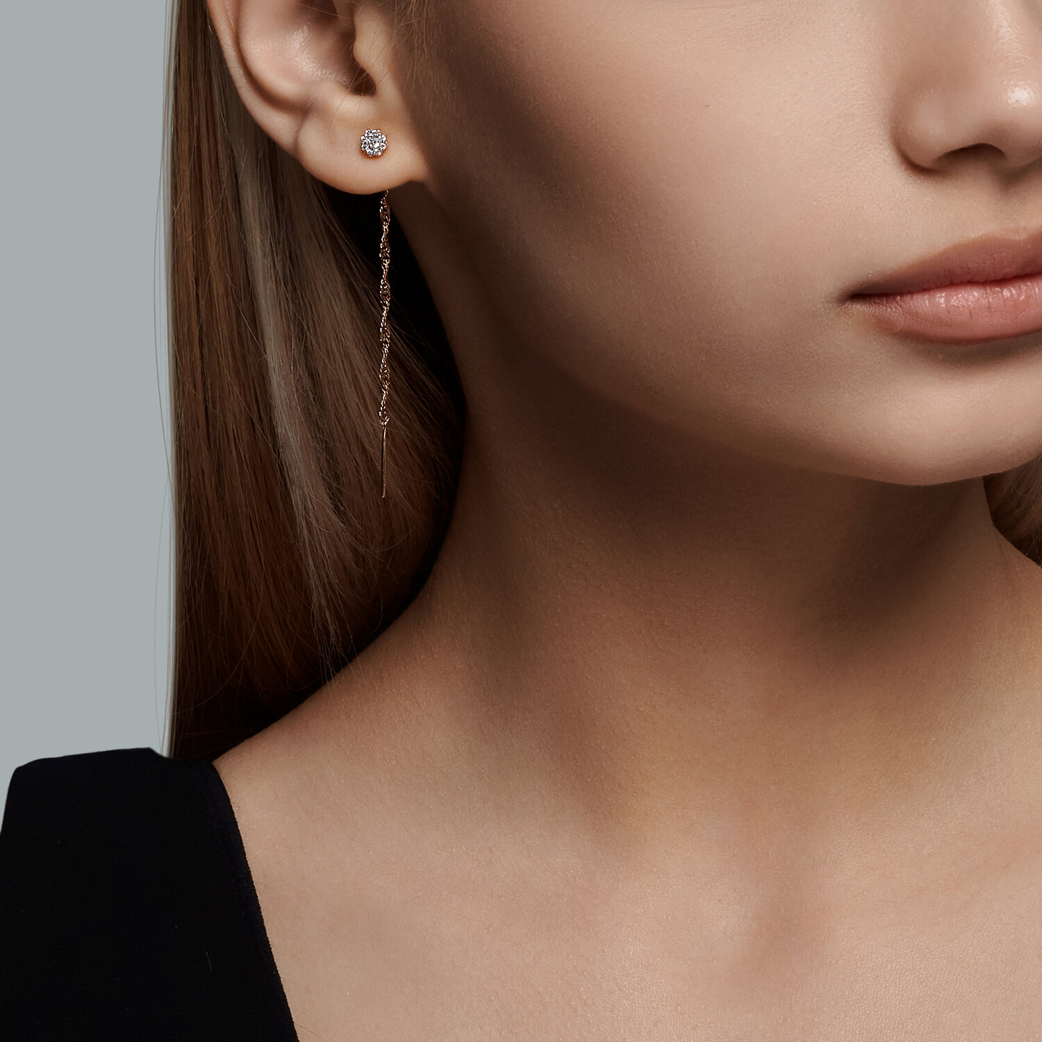 Gold Sokolov earrings with zirconia   - image 3