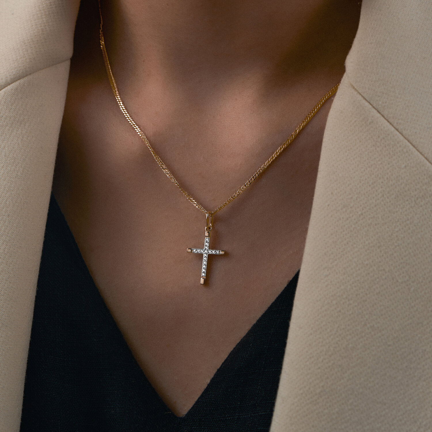 Крест Sokolov из золота с фианитами - image 2