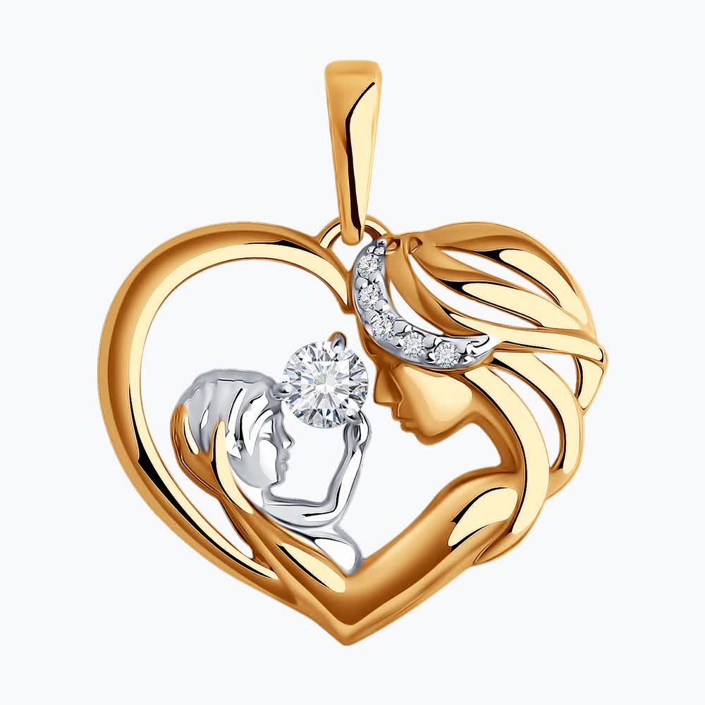 Gold Sokolov pendant with zirconia