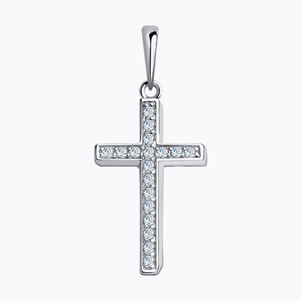 Крест Sokolov из белого золота с фианитами