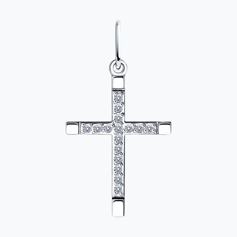 White gold Sokolov cross with zirconia