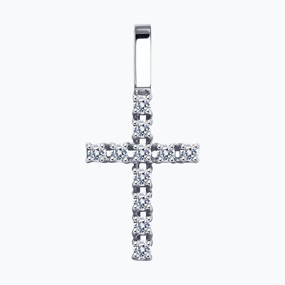 Крест Sokolov из белого золота с фианитами