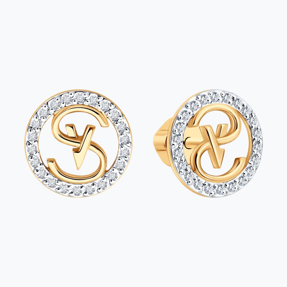 Cercei Sokolov din aur cu diamante