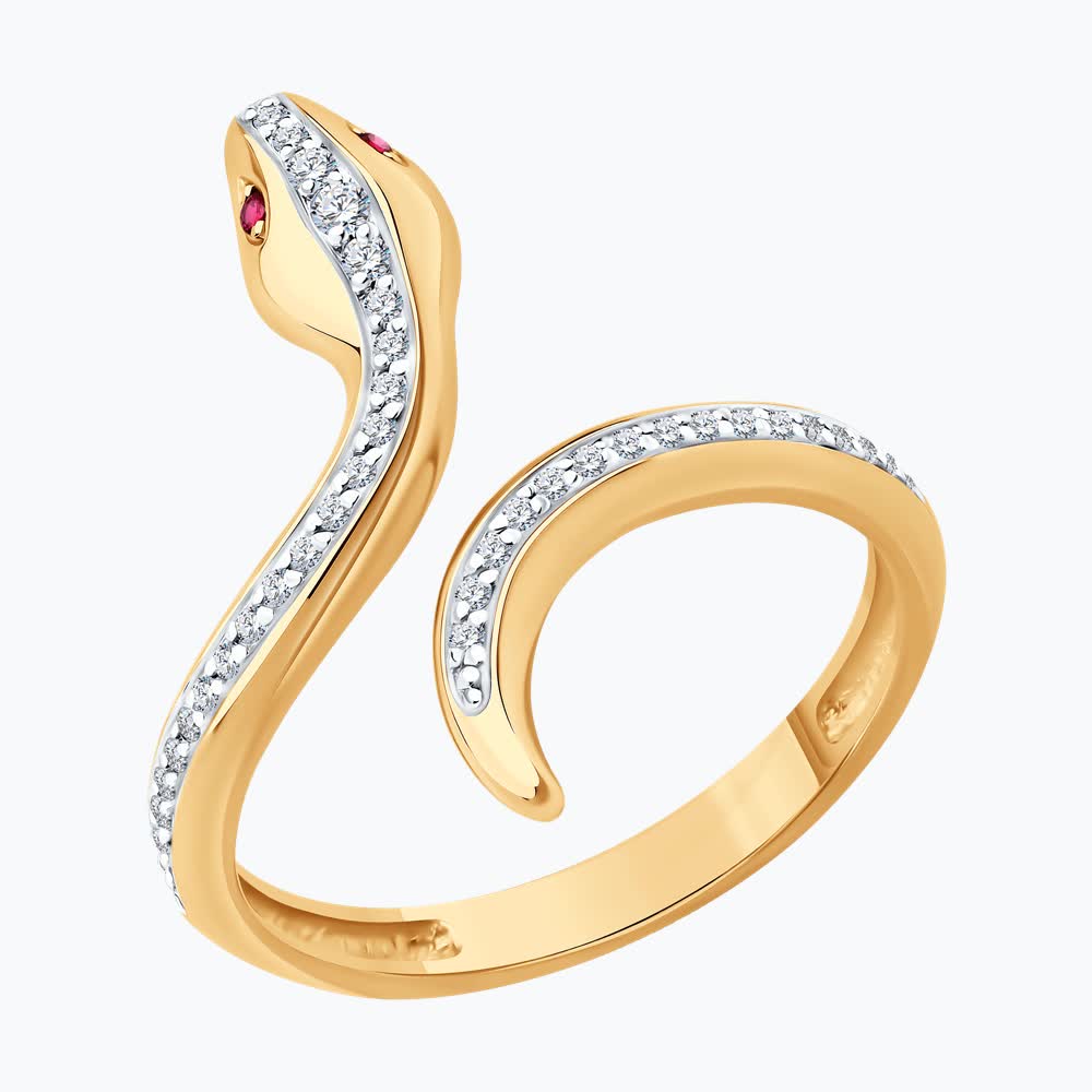 Кольцо Sokolov из золота с бриллиантами и рубинами - image 2