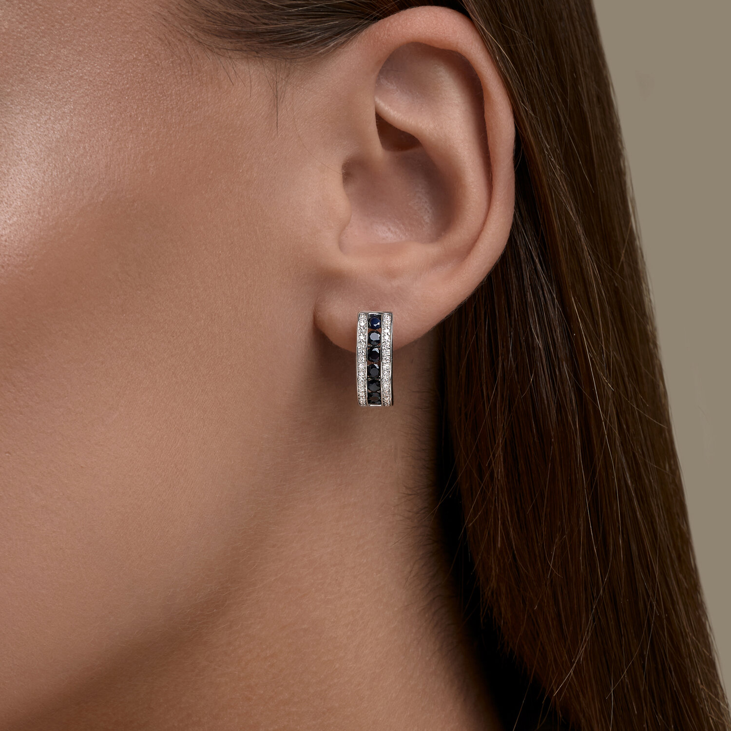 White gold Sokolov earrings with diamonds and sapphires - image 3