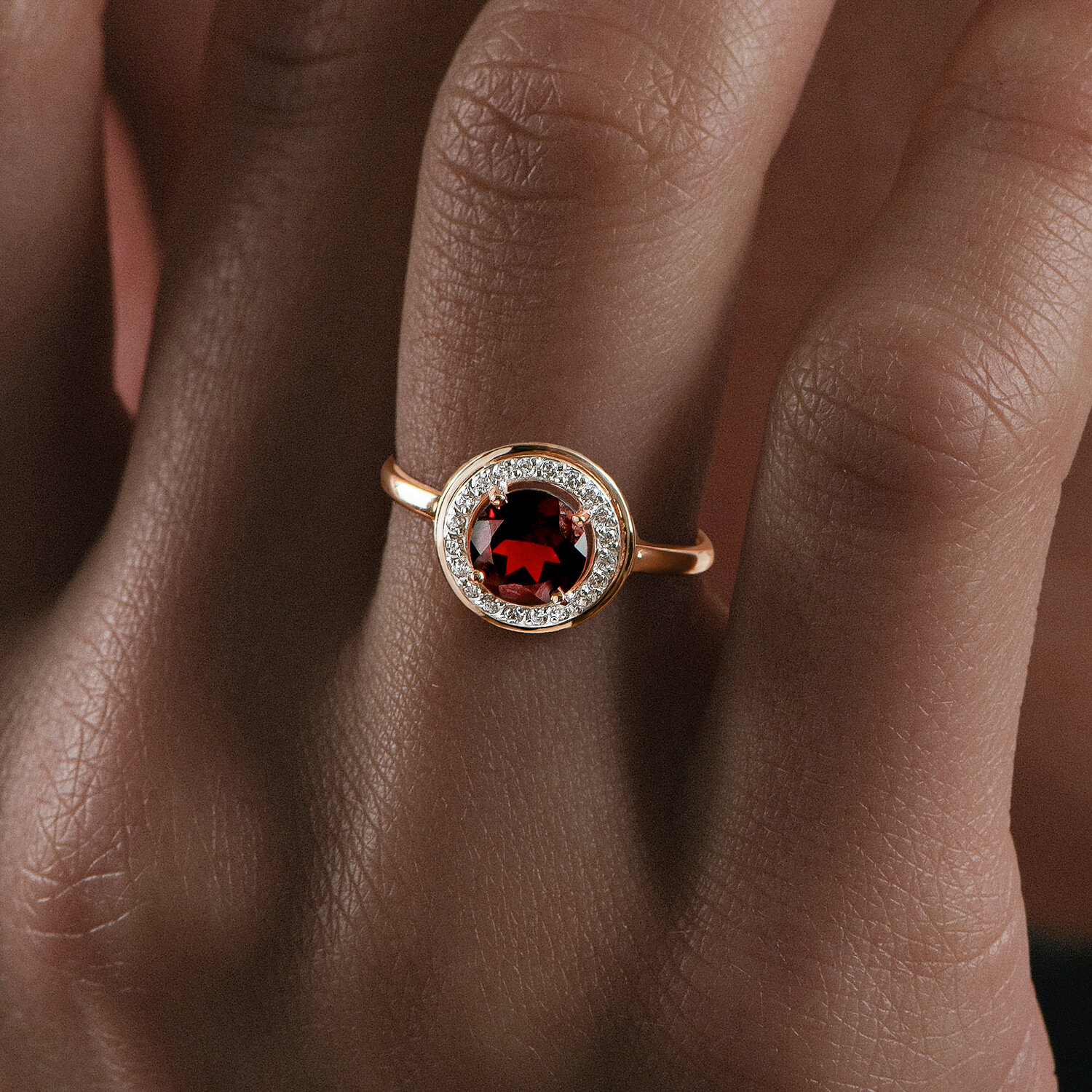 Sokolov gold ring with garnet and zirconia - image 2