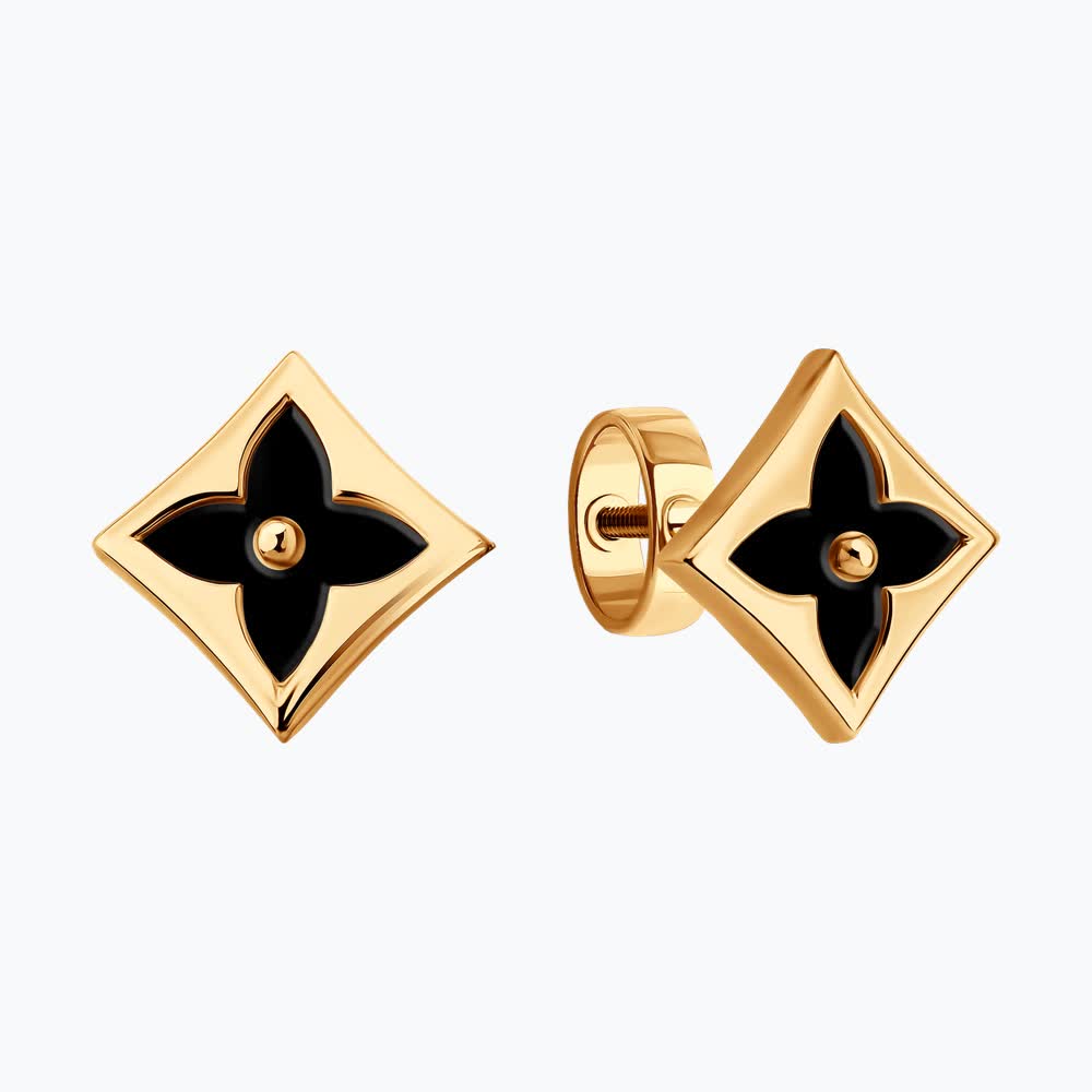 Sokolov gold earrings with onyx