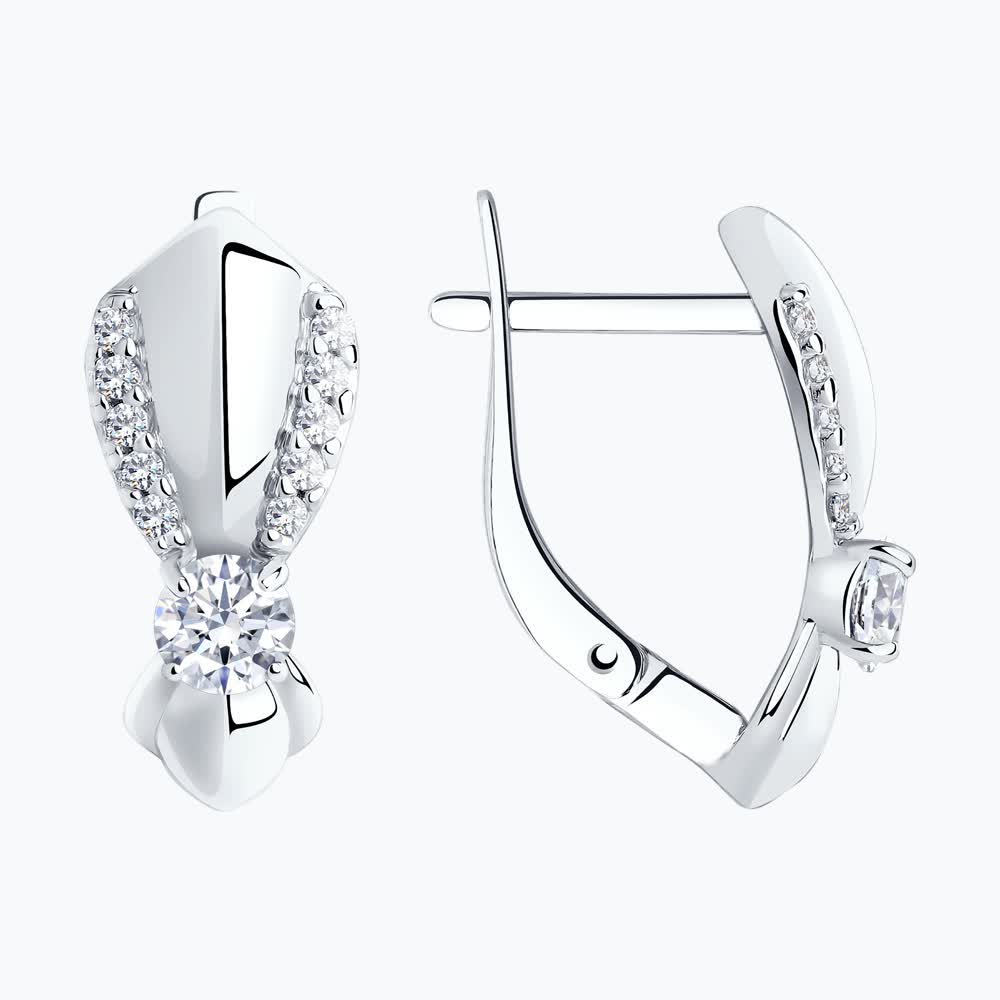 Sokolov silver earrings with zirconia - image 2