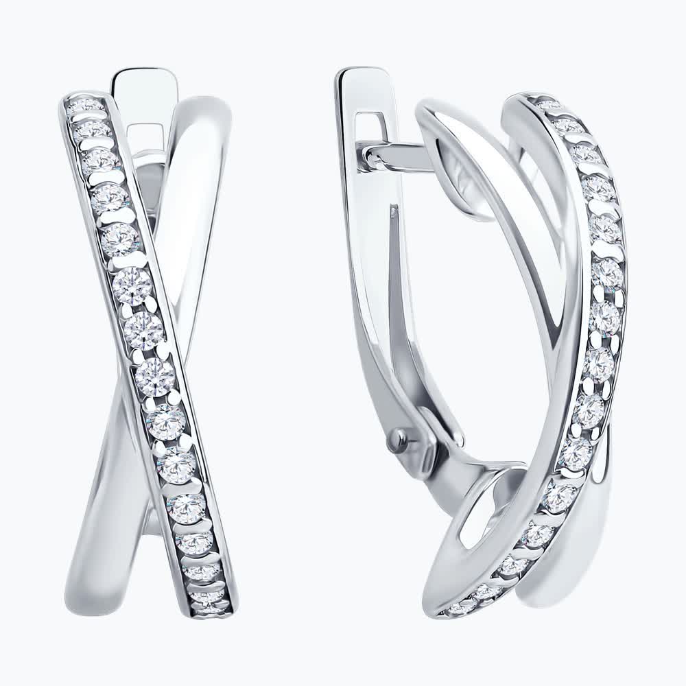 Sokolov silver earrings with zirconia - image 2