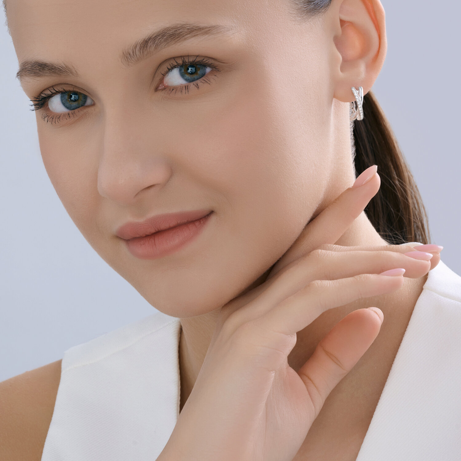 Sokolov silver earrings with zirconia - image 3
