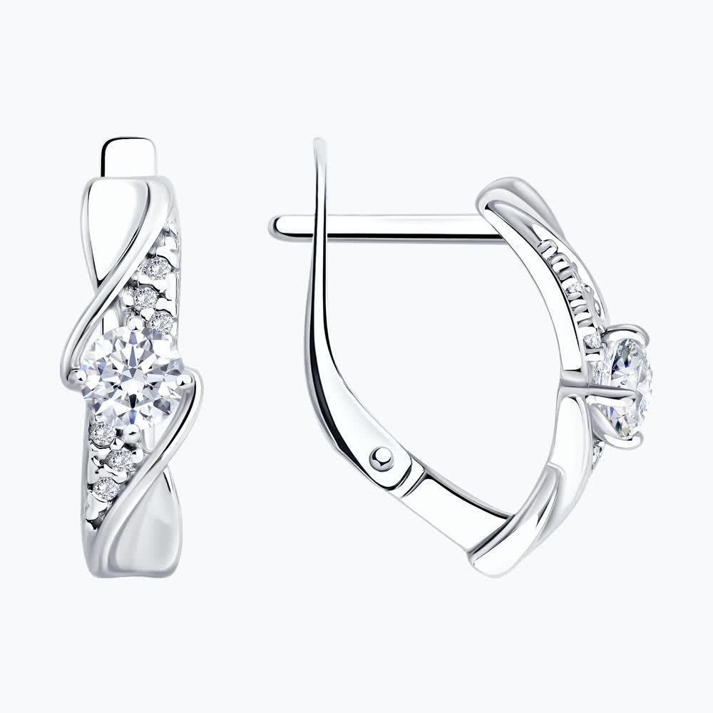 Sokolov silver earrings with zirconia - image 2