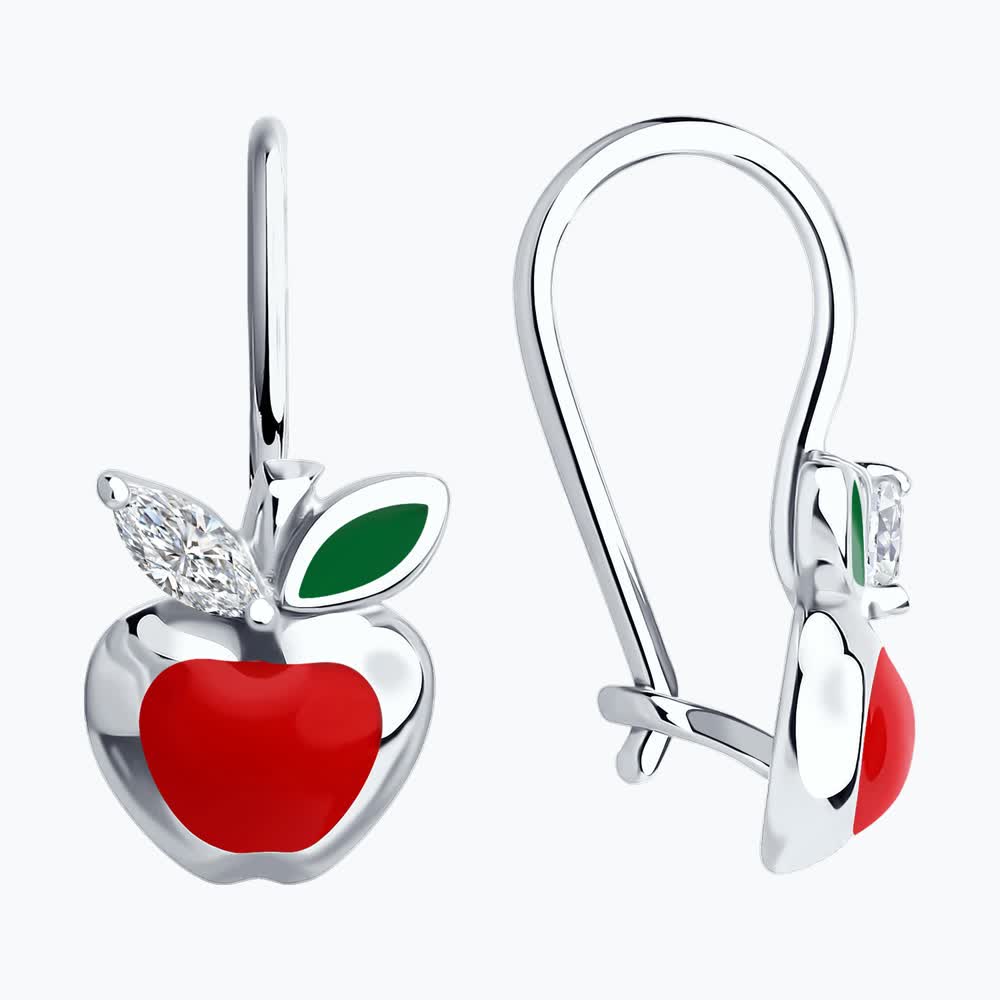 Серьги Sokolov из серебра с фианитами и эмалью - image 2