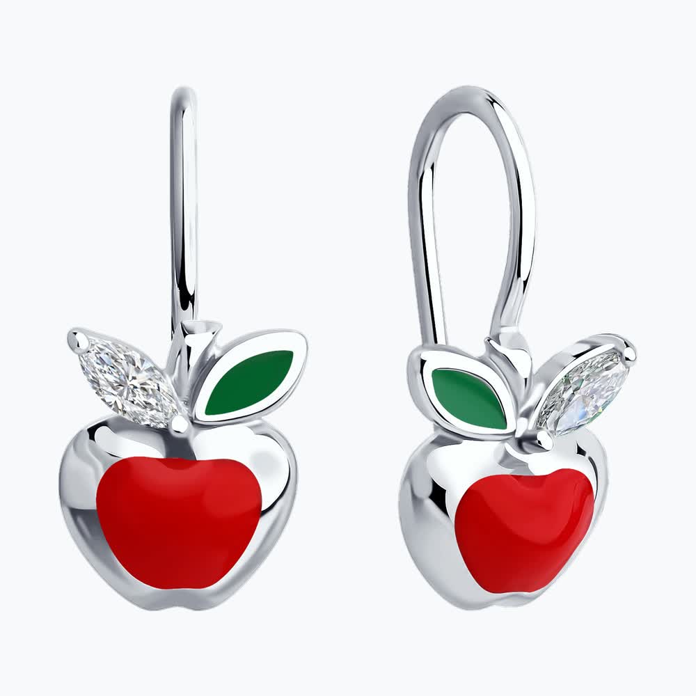 Серьги Sokolov из серебра с фианитами и эмалью