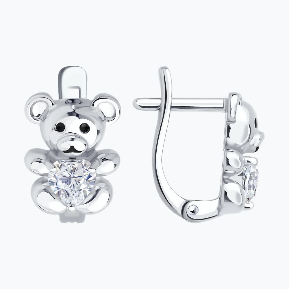 Серьги Sokolov из серебра с фианитами и эмалью - image 2