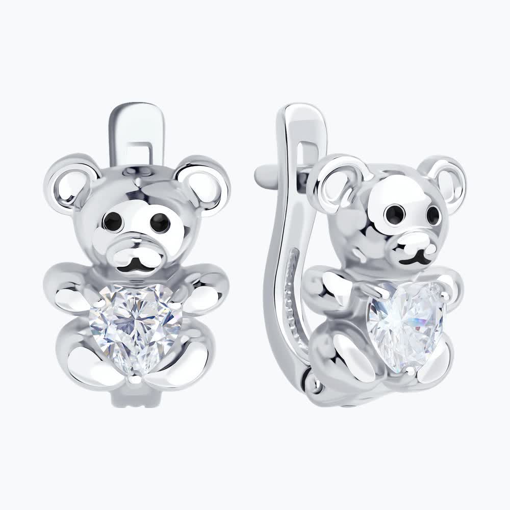 Серьги Sokolov из серебра с фианитами и эмалью