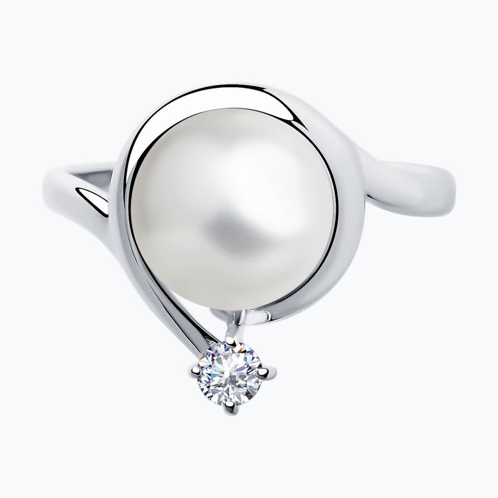 Кольцо Sokolov из серебра с жемчугом и фианитом - image 2