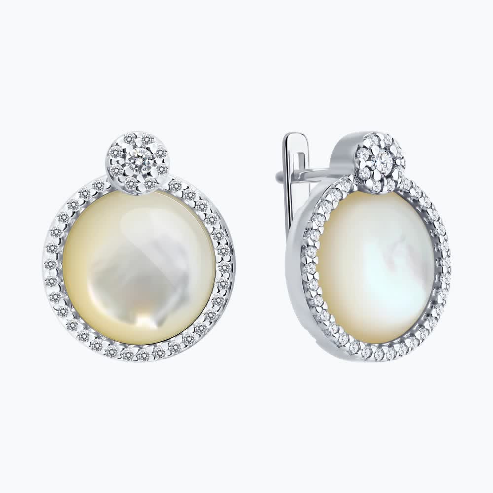 Серьги Sokolov из серебра с перламутром и фианитами