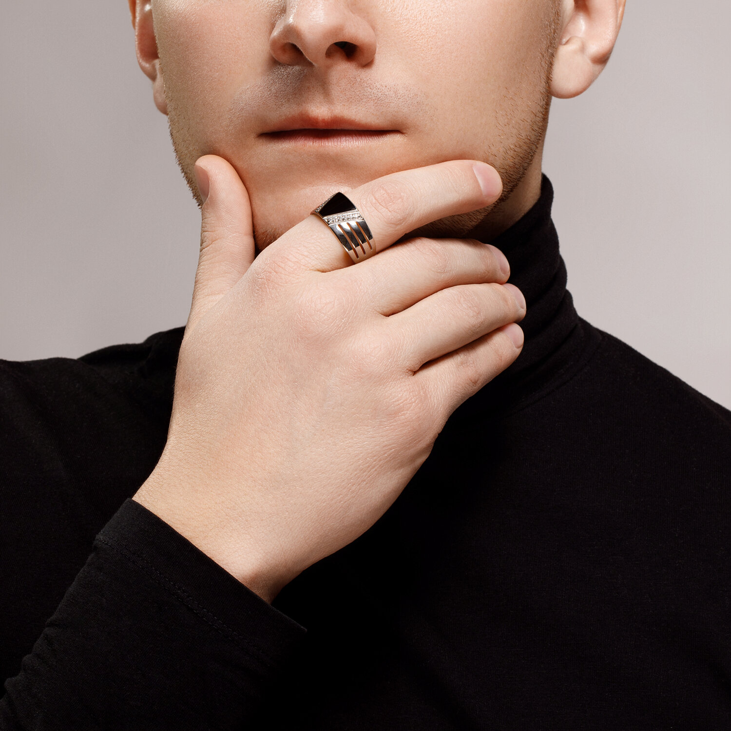 Sokolov silver ring with enamel and zirconia